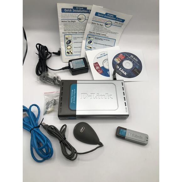 D-Link DI-624 108 Super G Wireless Router + Wireless USB Adapter DWL-G122 Bundle - Picture 1 of 5